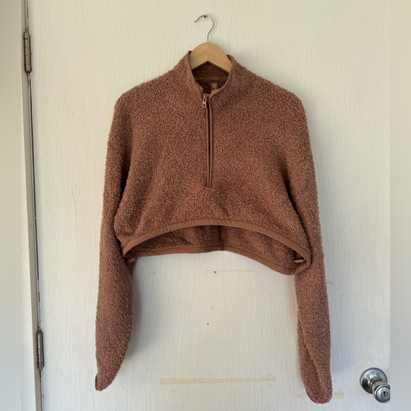 NWT SKIMS COZY KNIT CROPPED PULLOVER IN ROSE CLAY SIZE S/M - Picture 3 of 5